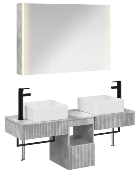 Fürdőszobai Szekrény Szett 4 pcs Betonszürke