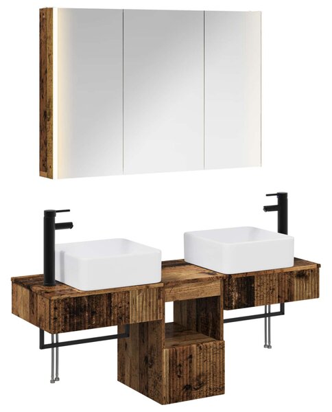 Fürdőszobai Szekrény Szett 4 pcs Antik Fa 103,5 x 15,5 x 70 cm