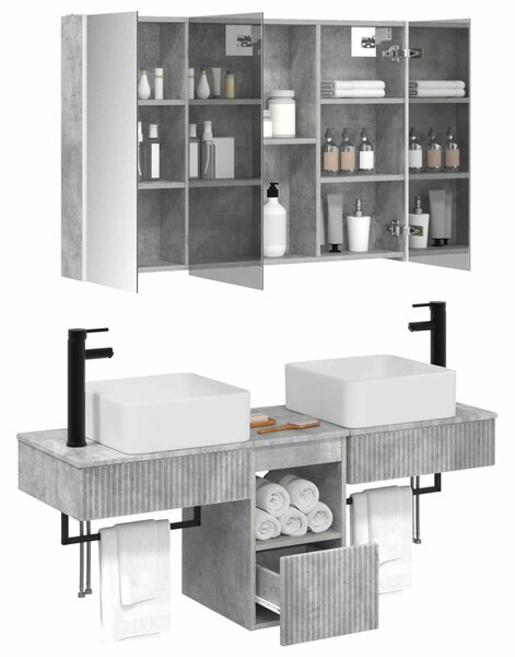 Fürdőszobai Szekrény Szett 4 pcs Betonszürke