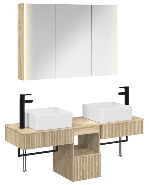 Fürdőszobai Szekrény Szett 4 pcs Sonoma Tölgy