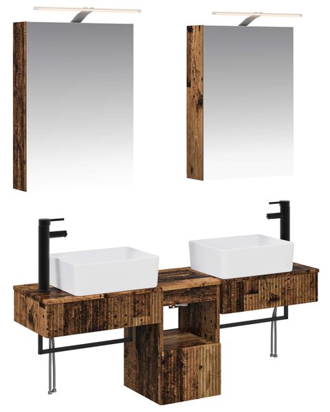 Fürdőszobai Szekrény Szett 5 pcs Antik Fa 50 x 14,5 x 70 cm