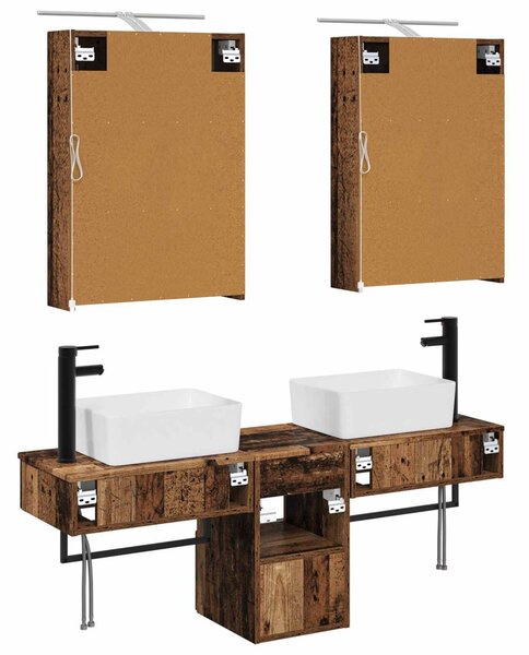 Fürdőszobai Szekrény Szett 5 pcs Antik Fa 50 x 14,5 x 70 cm