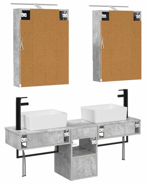 Fürdőszobai Szekrény Szett 5 pcs Betonszürke 50 x 14,5 x 70 cm