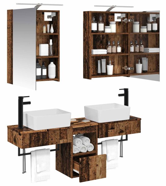 Fürdőszobai Szekrény Szett 5 pcs Antik Fa 50 x 14,5 x 70 cm