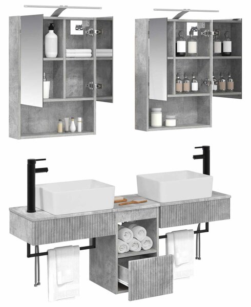 Fürdőszobai Szekrény Szett 5 pcs Betonszürke 50 x 14,5 x 70 cm