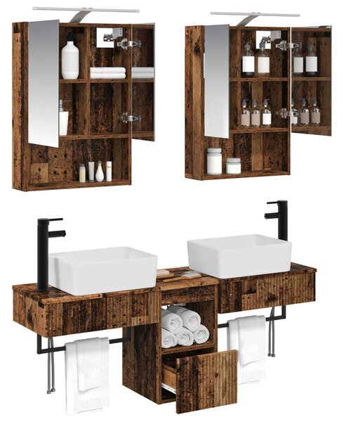 Fürdőszobai Szekrény Szett 5 pcs Antik Fa 50 x 14,5 x 70 cm