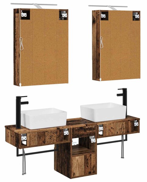 Fürdőszobai Szekrény Szett 5 pcs Antik Fa 50 x 14,5 x 70 cm