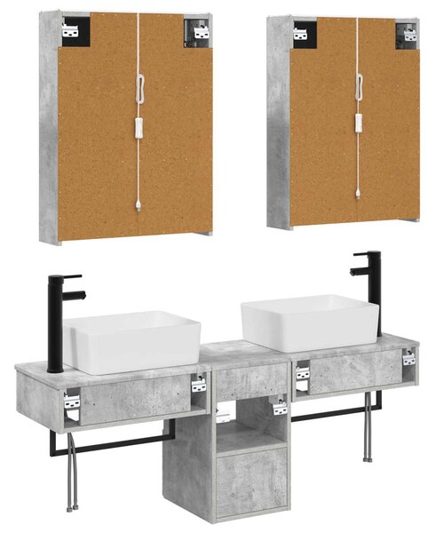 Fürdőszobai Szekrény Szett 5 pcs Betonszürke 53 x 15,5 x 70 cm