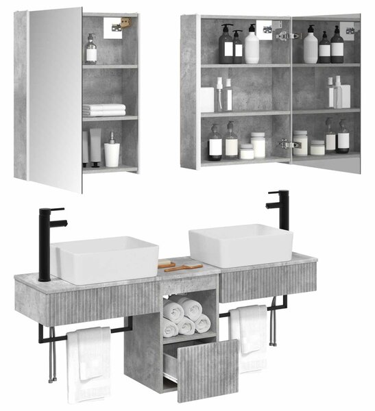Fürdőszobai Szekrény Szett 5 pcs Betonszürke 53 x 15,5 x 70 cm