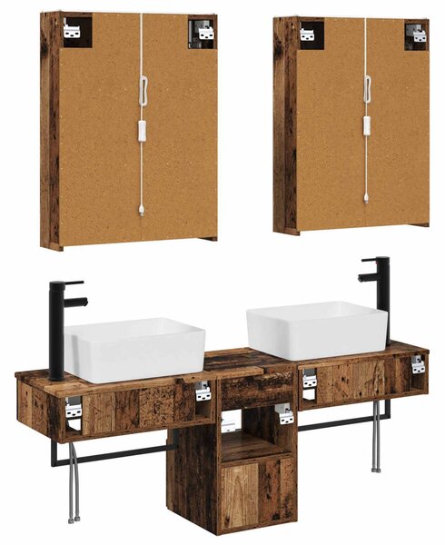 Fürdőszobai Szekrény Szett 5 pcs Antik Fa 53 x 15,5 x 70 cm