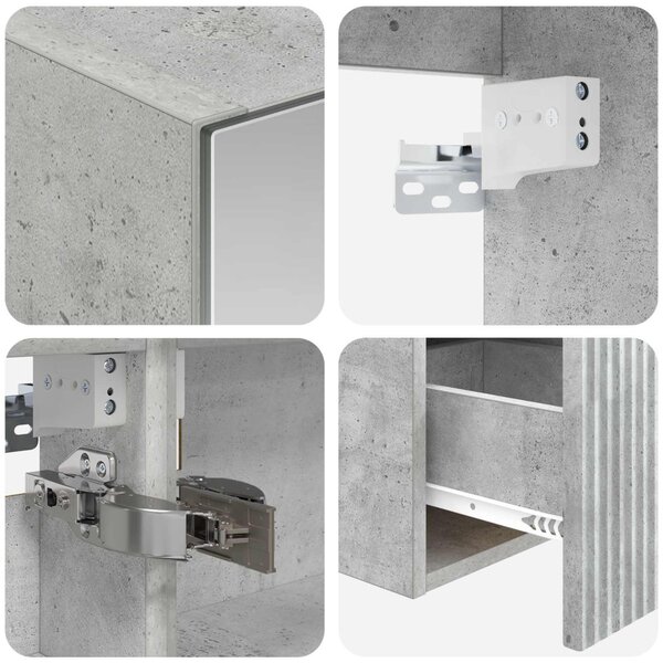 Fürdőszobai Szekrény Szett 4 pcs Betonszürke 100 x 14,5 x 70 cm