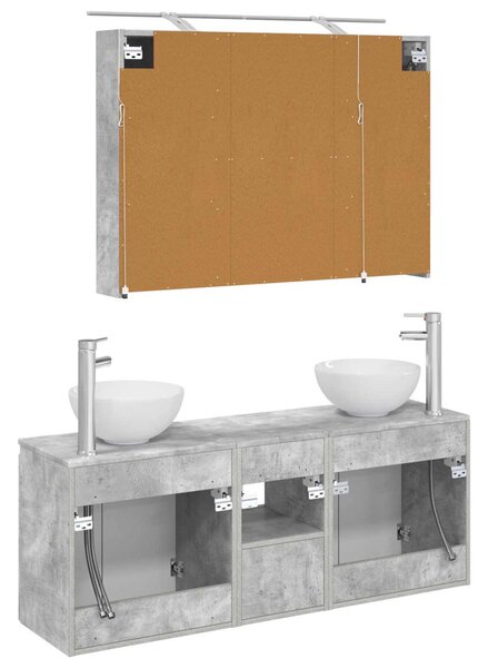 Fürdőszobai Szekrény Szett 4 pcs Betonszürke 100 x 14,5 x 70 cm