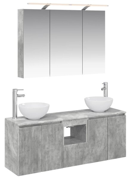 Fürdőszobai Szekrény Szett 4 pcs Betonszürke 100 x 14,5 x 70 cm