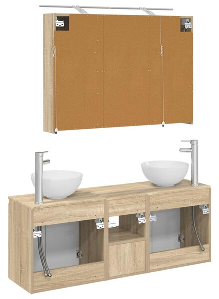 Fürdőszobai Szekrény Szett 4 pcs Sonoma Tölgy