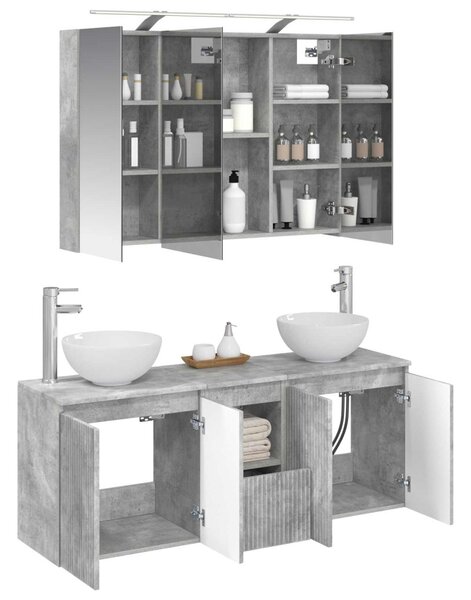 Fürdőszobai Szekrény Szett 4 pcs Betonszürke 100 x 14,5 x 70 cm