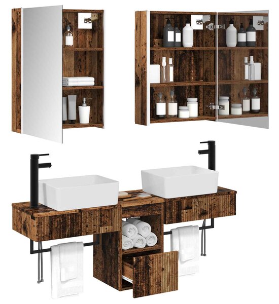 Fürdőszobai Szekrény Szett 5 pcs Antik Fa 53 x 15,5 x 70 cm