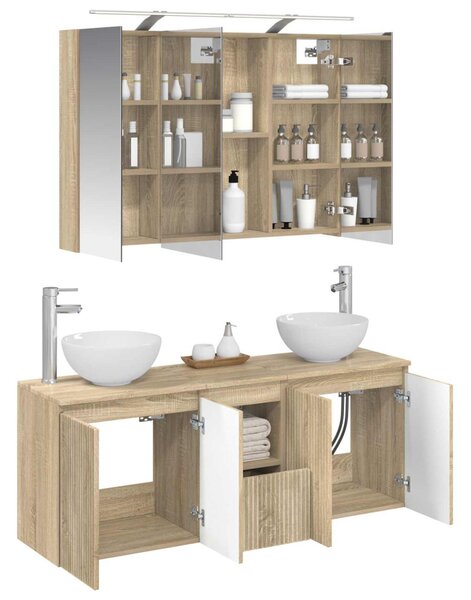 Fürdőszobai Szekrény Szett 4 pcs Sonoma Tölgy