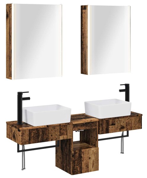 Fürdőszobai Szekrény Szett 5 pcs Antik Fa 53 x 15,5 x 70 cm