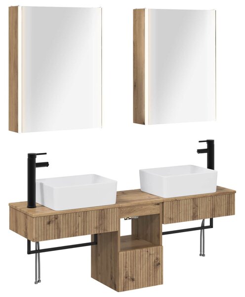 Fürdőszobai Szekrény Szett 5 pcs Kézműves Tölgy