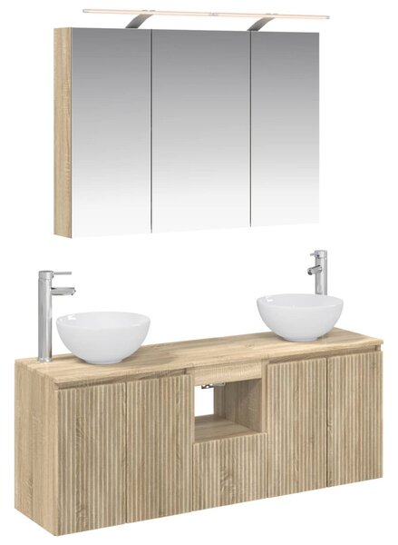 Fürdőszobai Szekrény Szett 4 pcs Sonoma Tölgy