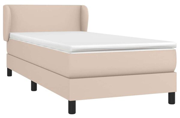 VidaXL cappuccino színű műbőr rugós ágy matraccal 90 x 200 cm