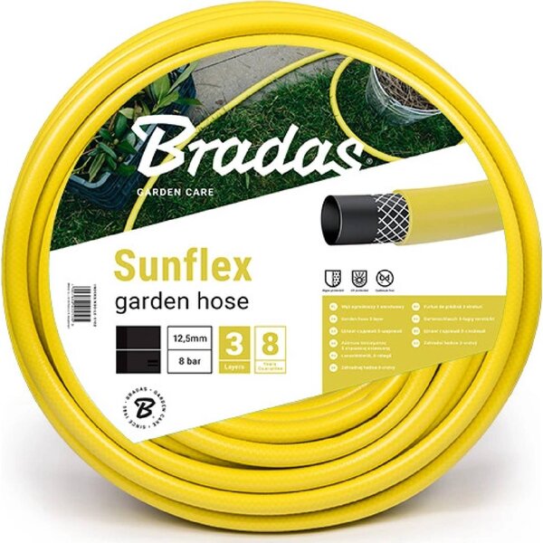 Kerti tömlő BRADAS SUNFLEX 3/4", 50 m, átlátszatlan sárga