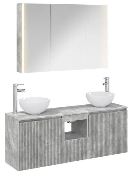 Fürdőszobai Szekrény Szett 4 pcs Betonszürke