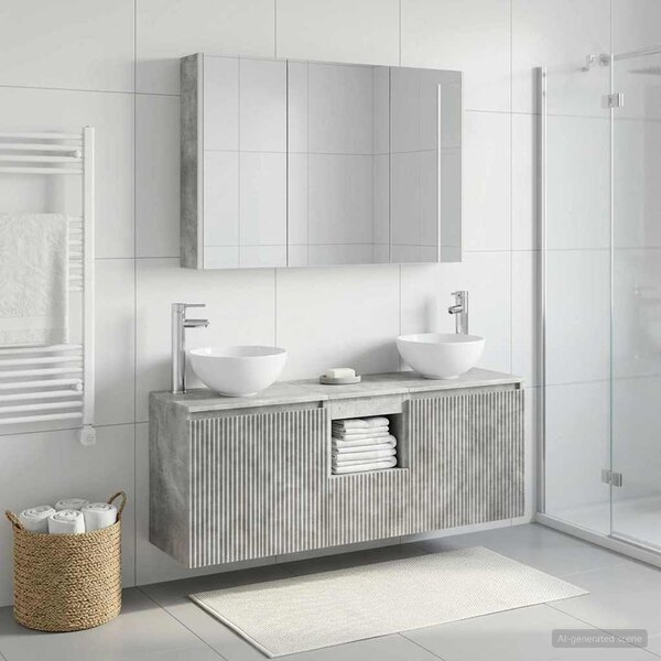 Fürdőszobai Szekrény Szett 4 pcs Betonszürke