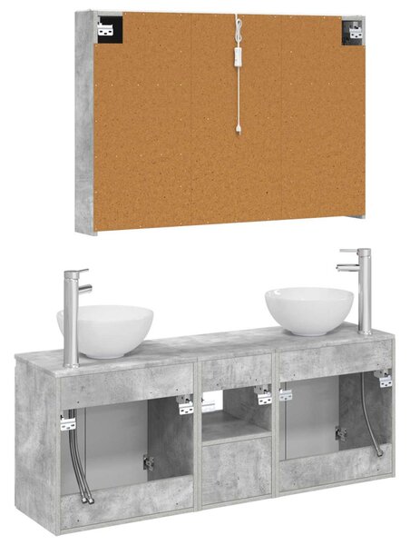 Fürdőszobai Szekrény Szett 4 pcs Betonszürke
