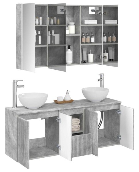Fürdőszobai Szekrény Szett 4 pcs Betonszürke