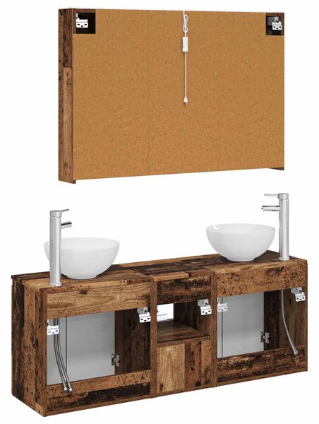 Fürdőszobai Szekrény Szett 4 pcs Antik Fa 103,5 x 15,5 x 70 cm