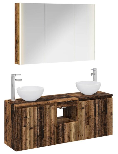 Fürdőszobai Szekrény Szett 4 pcs Antik Fa 103,5 x 15,5 x 70 cm