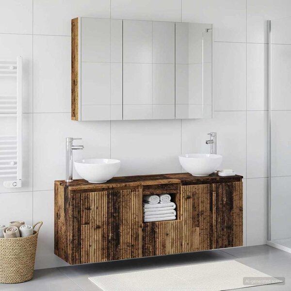 Fürdőszobai Szekrény Szett 4 pcs Antik Fa 103,5 x 15,5 x 70 cm