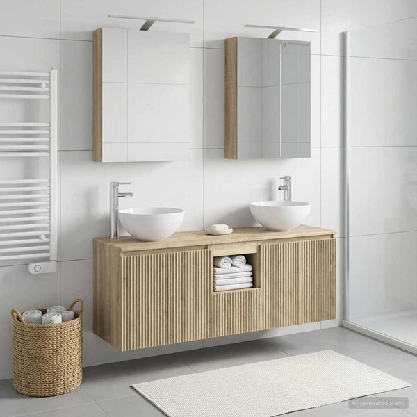 Fürdőszobai Szekrény Szett 5 pcs Sonoma Tölgy 50 x 14,5 x 70 cm
