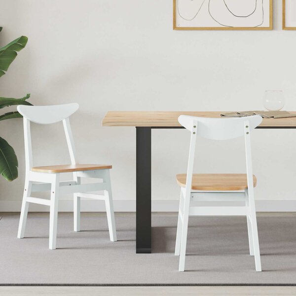 Étkező Székek 2 pcs Fehér 42 x 47.5 x 81 cm Tömör Gumi Fa