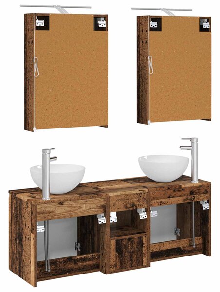 Fürdőszobai Szekrény Szett 5 pcs Antik Fa 50 x 14,5 x 70 cm