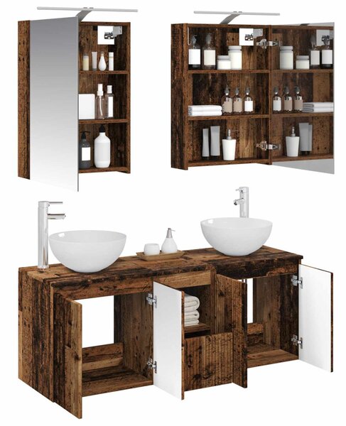 Fürdőszobai Szekrény Szett 5 pcs Antik Fa 50 x 14,5 x 70 cm