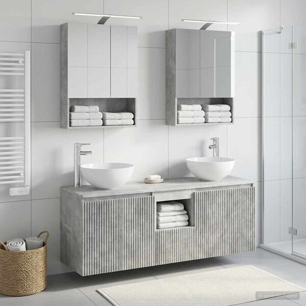 Fürdőszobai Szekrény Szett 5 pcs Betonszürke 50 x 14,5 x 70 cm