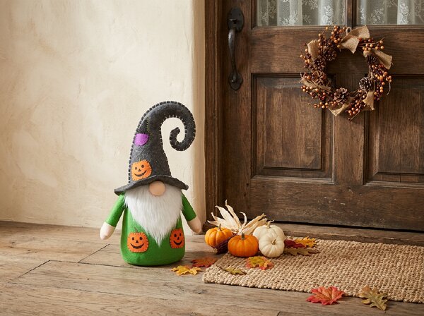 Dekoratív törp HALLOWEEN GNOME LED világítással, 40 cm - különböző színek Termék színe: Fekete