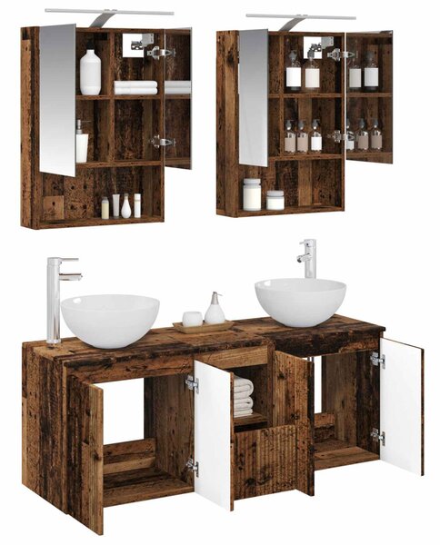 Fürdőszobai Szekrény Szett 5 pcs Antik Fa 50 x 14,5 x 70 cm