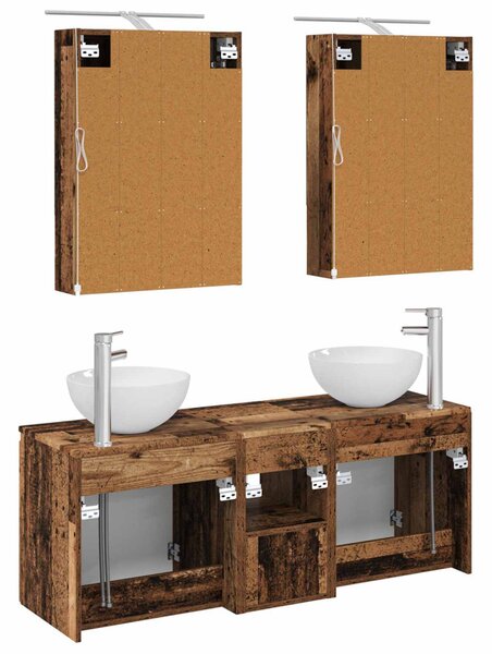 Fürdőszobai Szekrény Szett 5 pcs Antik Fa 50 x 14,5 x 70 cm