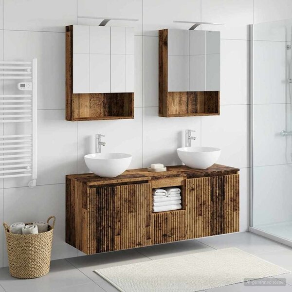 Fürdőszobai Szekrény Szett 5 pcs Antik Fa 50 x 14,5 x 70 cm