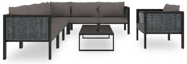 Polyrattan Kerti Ülőgarnitúra - 8 részes - Antracit Szürke