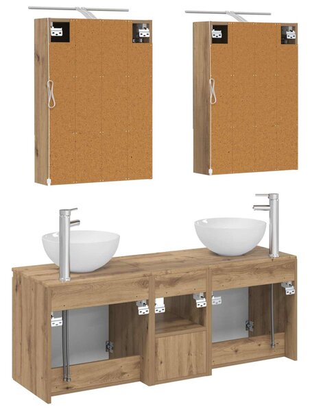 Fürdőszobai Szekrény Szett 5 pcs Kézműves Tölgy
