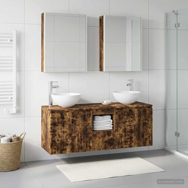 Fürdőszobai Szekrény Szett 5 pcs Füstös Tölgy 53 x 15,5 x 70 cm