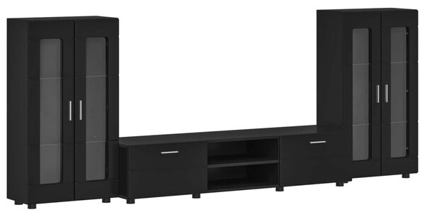 TV szekrény garnitúra fiókkal FLORIN 3 pcs Fekete Faanyag