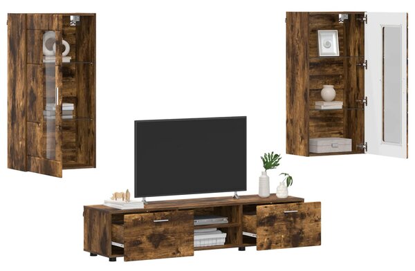 TV szekrény garnitúra FLORIN 3 pcs Füstölt tölgy Faanyag