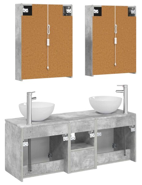 Fürdőszobai Szekrény Szett 5 pcs Betonszürke 53 x 15,5 x 70 cm