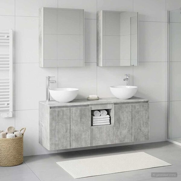 Fürdőszobai Szekrény Szett 5 pcs Betonszürke 53 x 15,5 x 70 cm