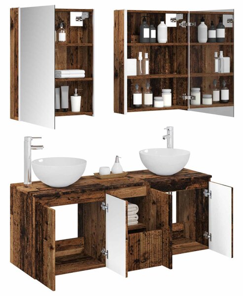 Fürdőszobai Szekrény Szett 5 pcs Antik Fa 53 x 15,5 x 70 cm